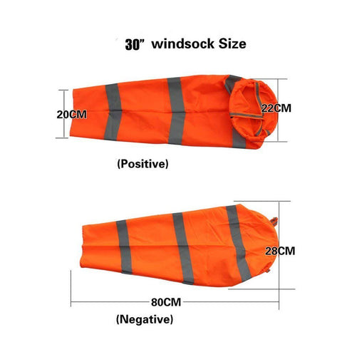Qishi airport windsock 40in orange with reflective belts for improved readability