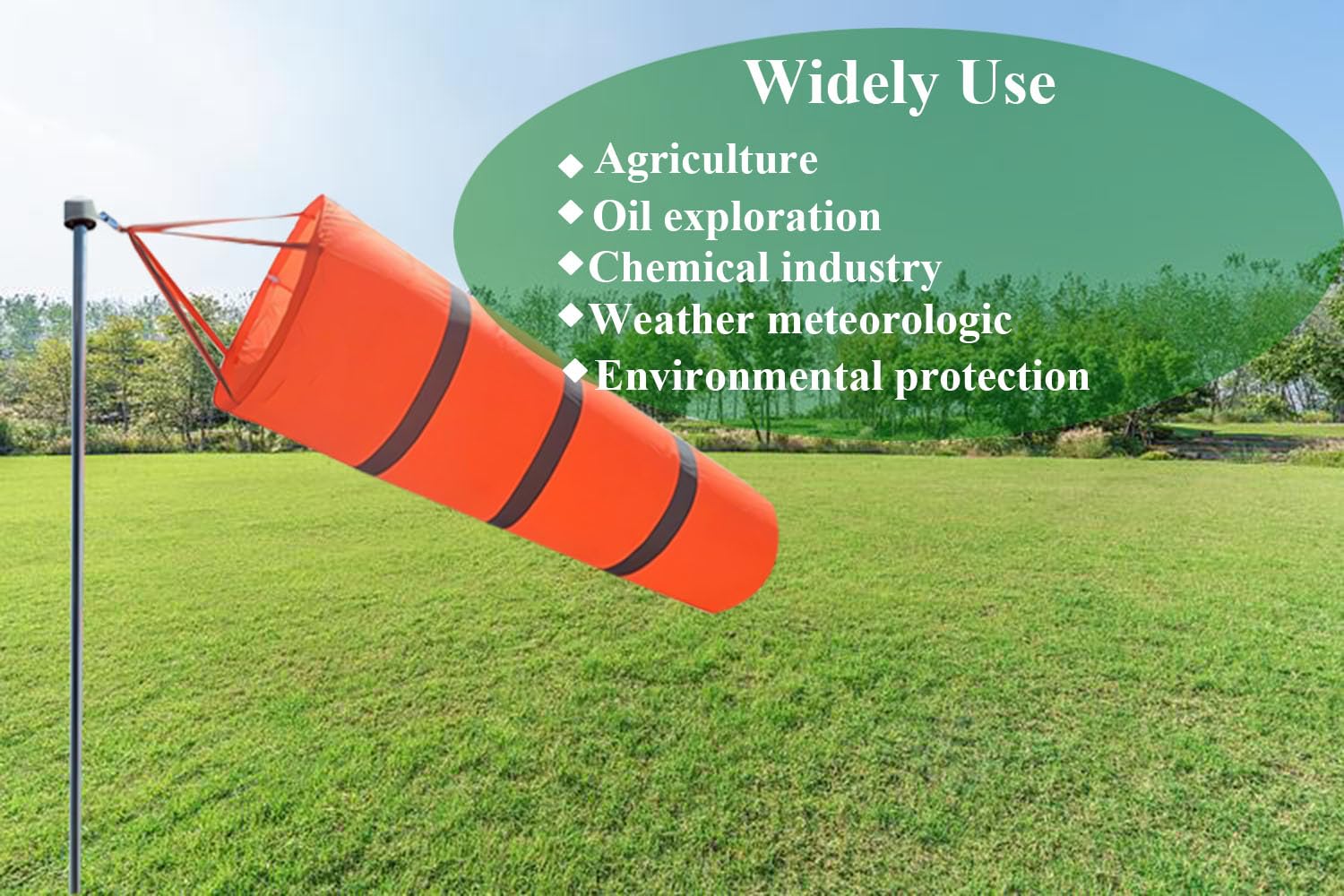 Qishi airport windsock 60in orange with reflective belts for long-range visibility