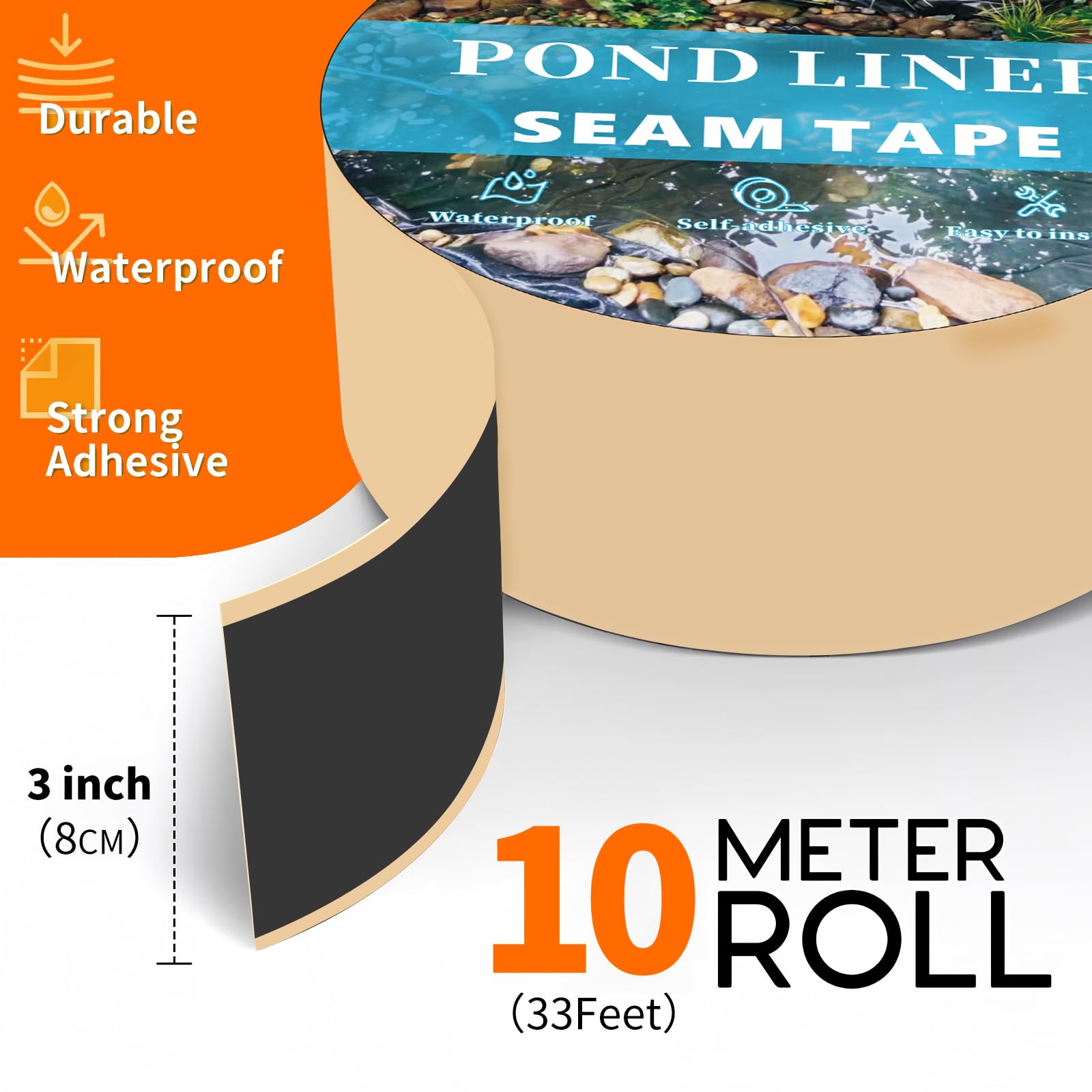 QITUO Easy-to-Use Seam Tape: peel, press, and seal for quick pond fixes