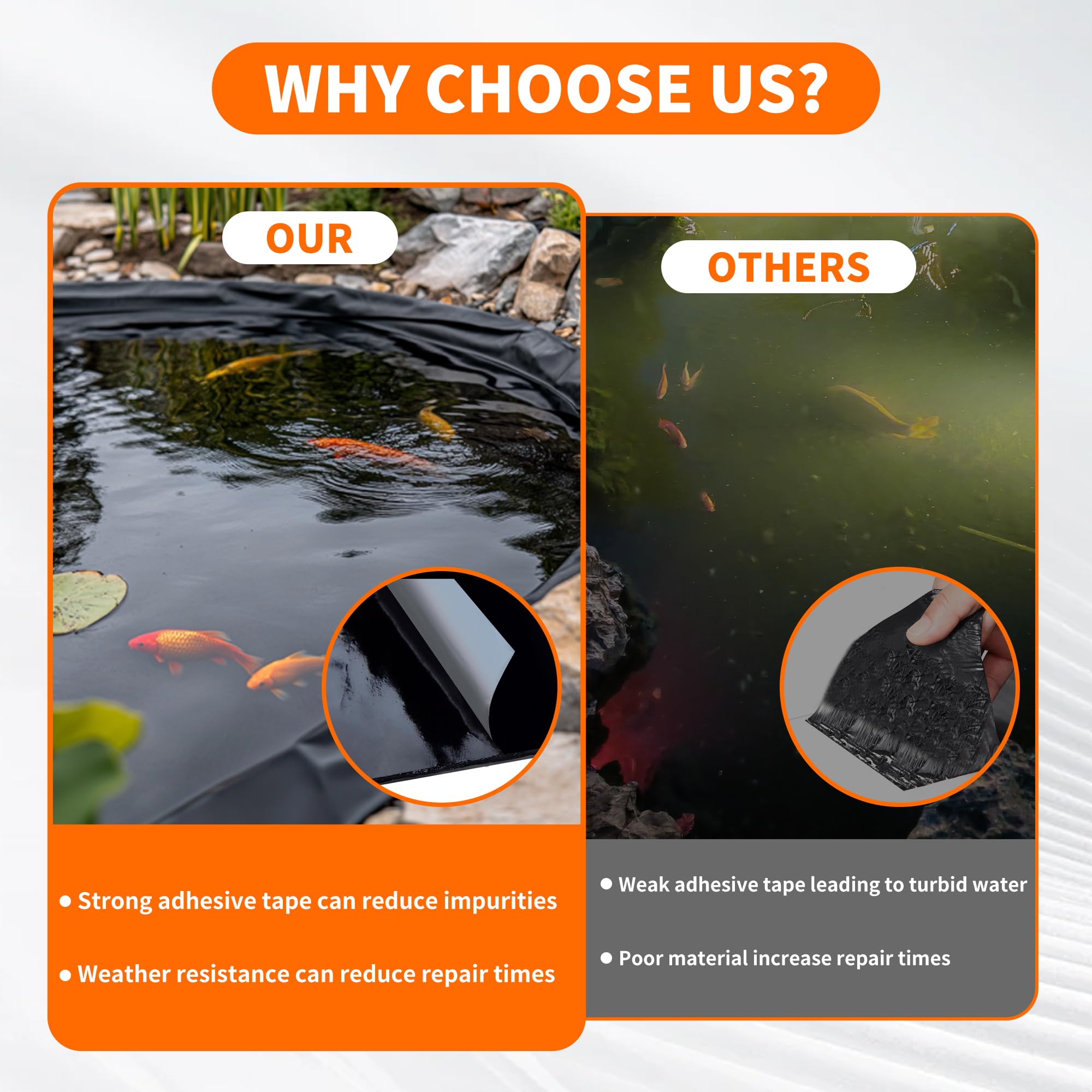 QITUO EPDM, HDPE, RPE compatible tape preserves pond integrity and longevity