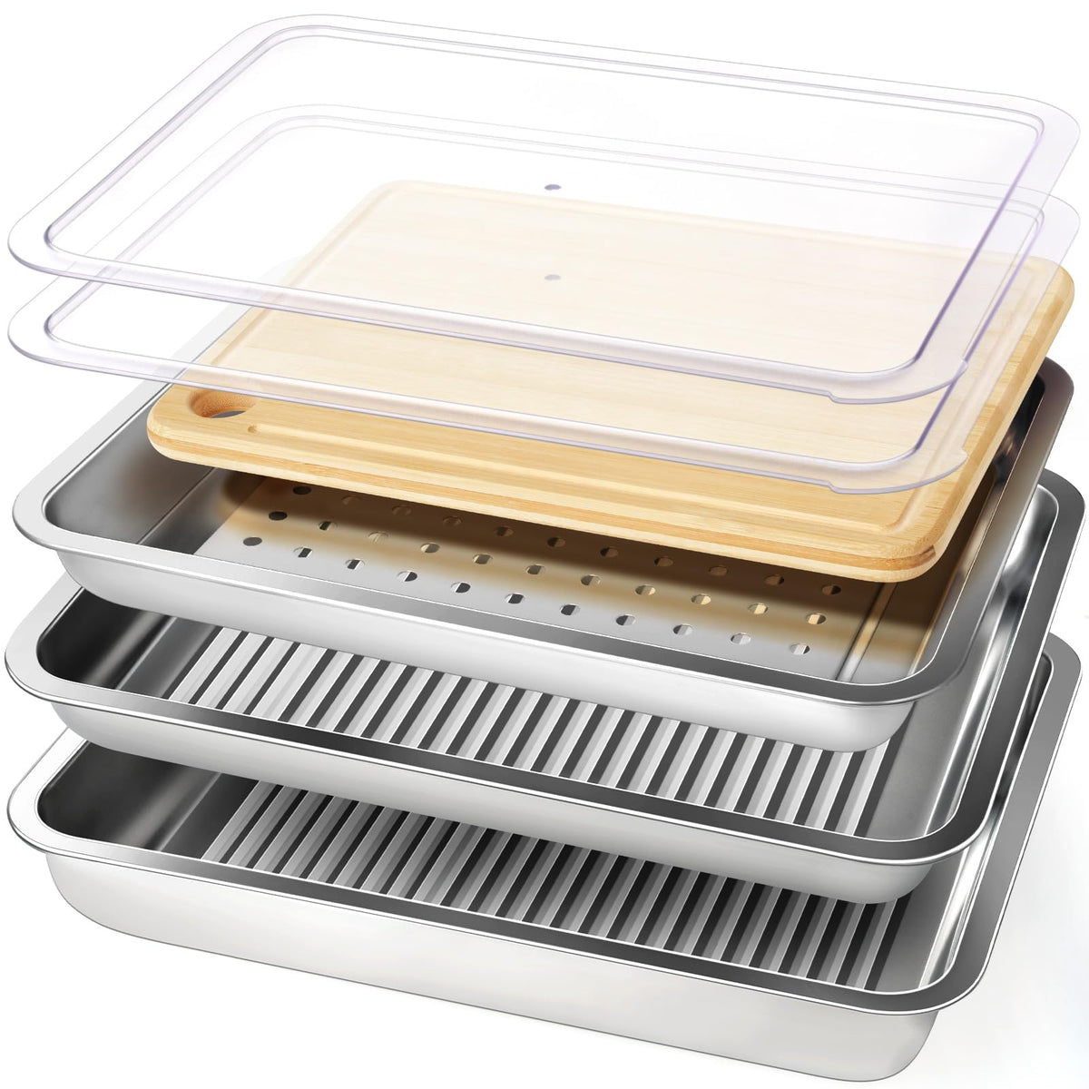 QIZHENXX grilling prep trays deep: ample marinating space and spill control.