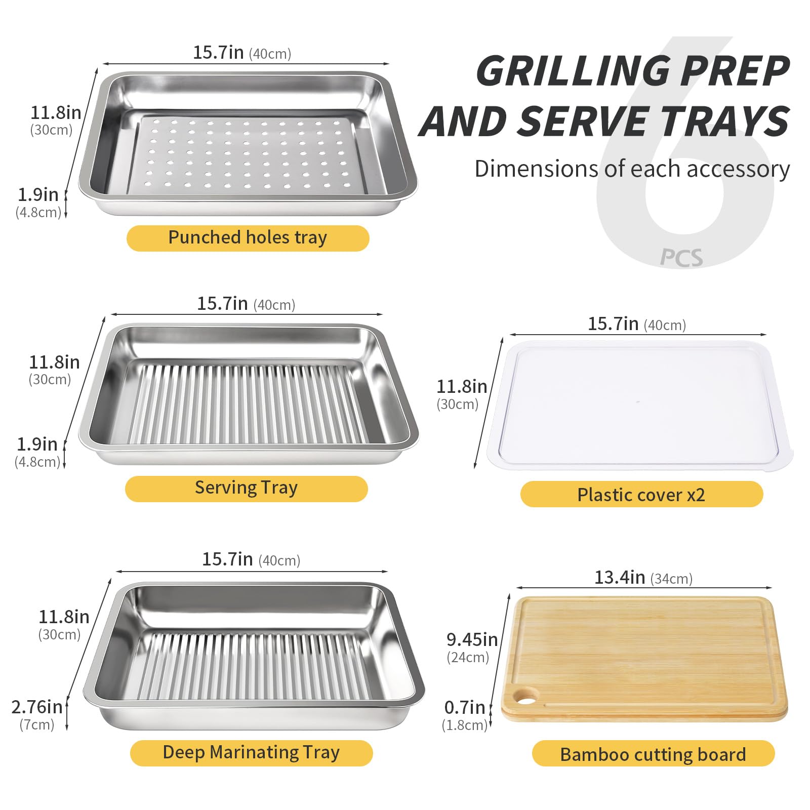 QIZHENXX grilling prep trays shallow: organized setup for components.