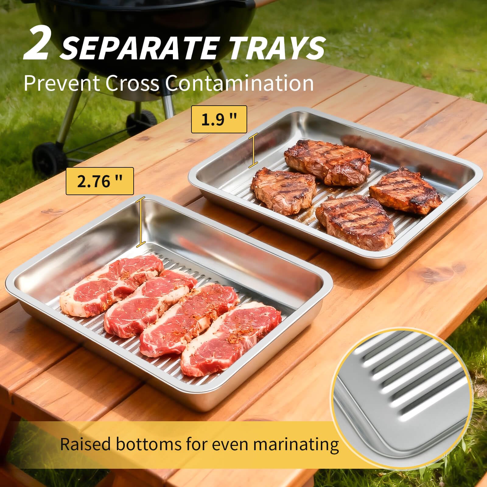 QIZHENXX grilling tray with punched holes: drainage and airflow for even cooking.