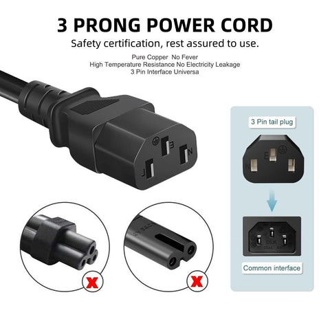 QKCOK 3-prong power cord for Ecoxgear Speaker provides safe, stable supply for long listening sessions.
