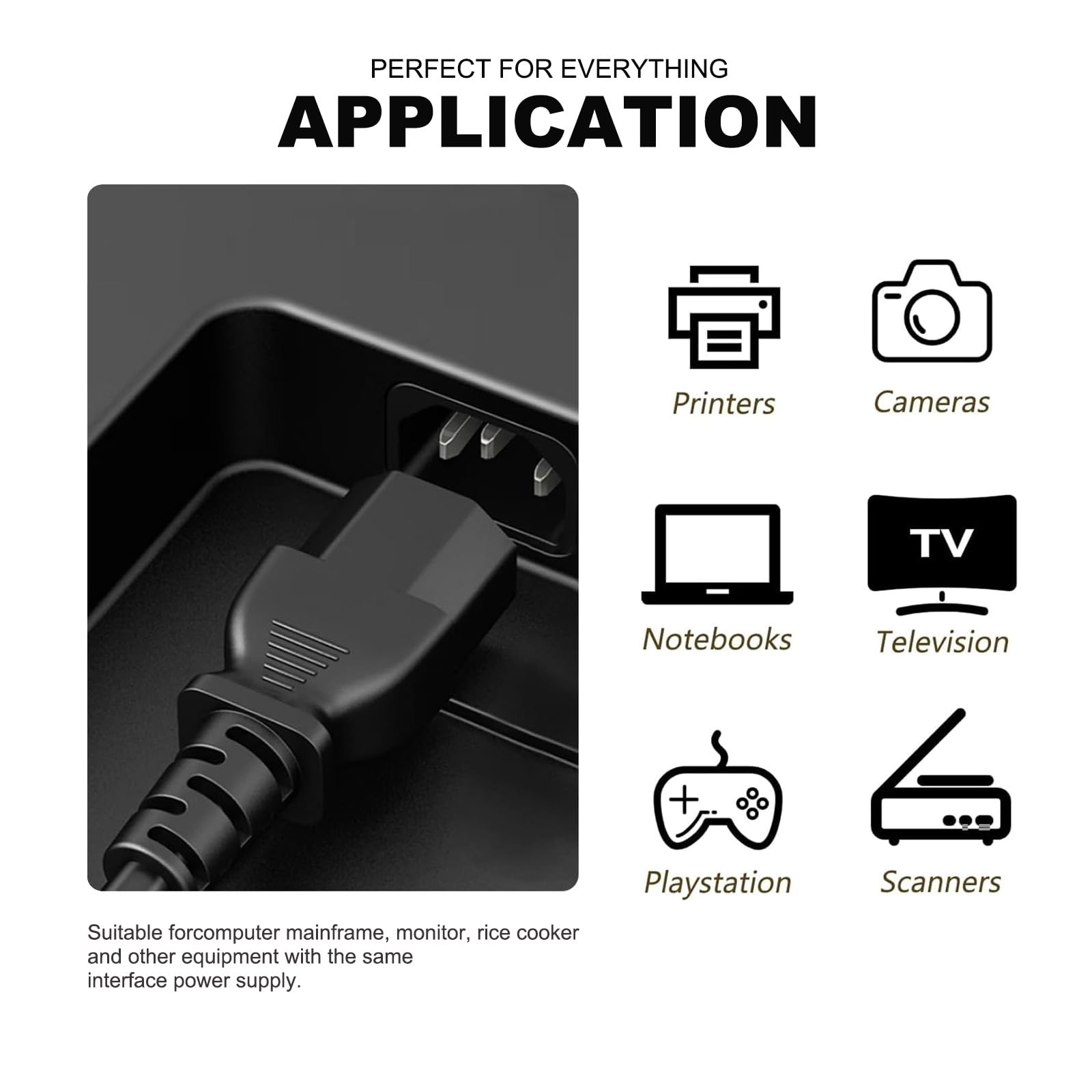 QKCOK 3-prong power cord for ION Block Rocker Charger Cable delivers dependable power for outdoor gatherings.