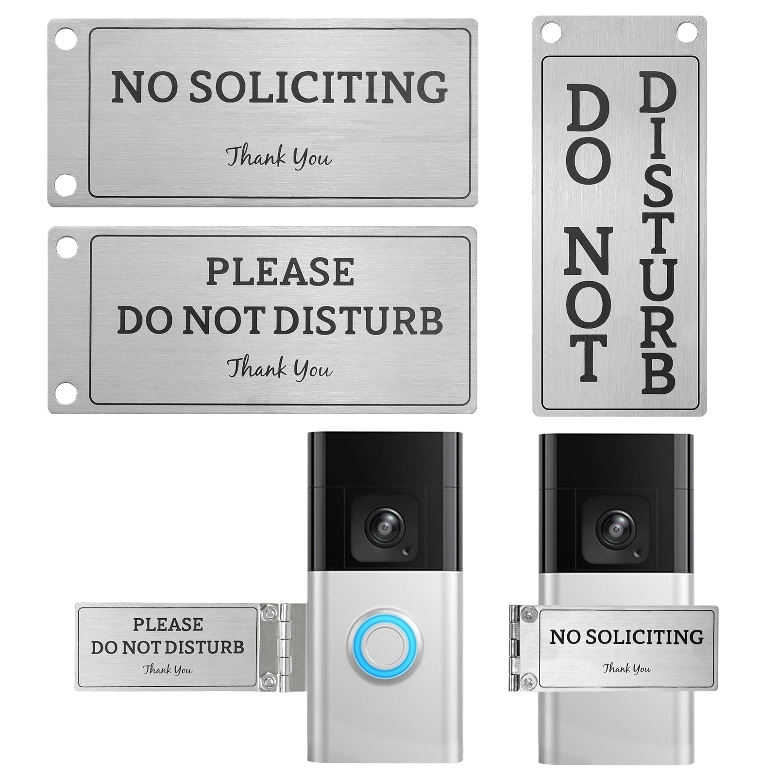 QKJCE metal doorbell cover with no soliciting sign over the button, reducing interruptions.