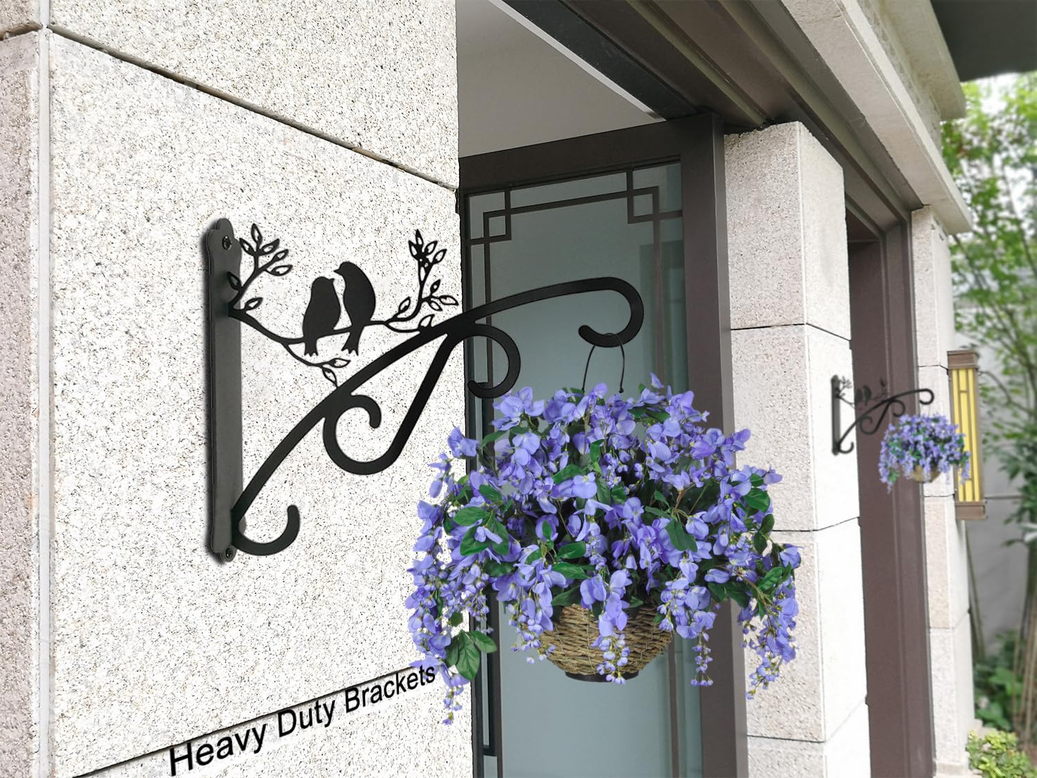Qktxktzy wall-mount iron bracket in black finish for outdoor decor