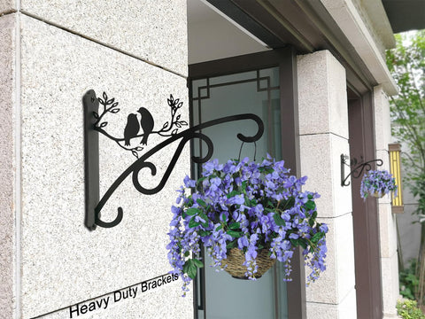 Qktxktzy wall-mount iron bracket in black finish for outdoor decor