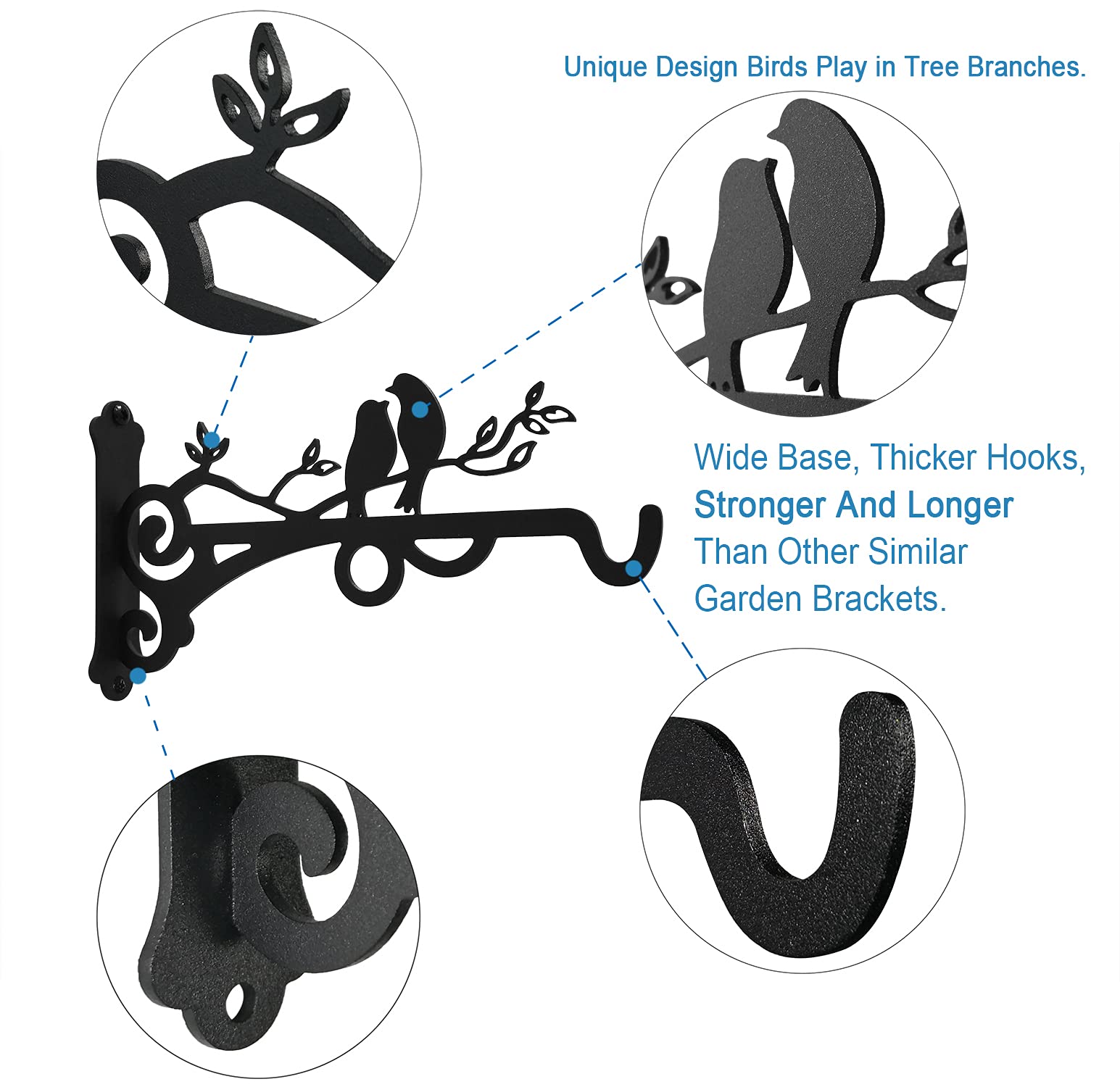 Qktxktzy wall-mounted lantern hook blends black matte finish with vintage charm.