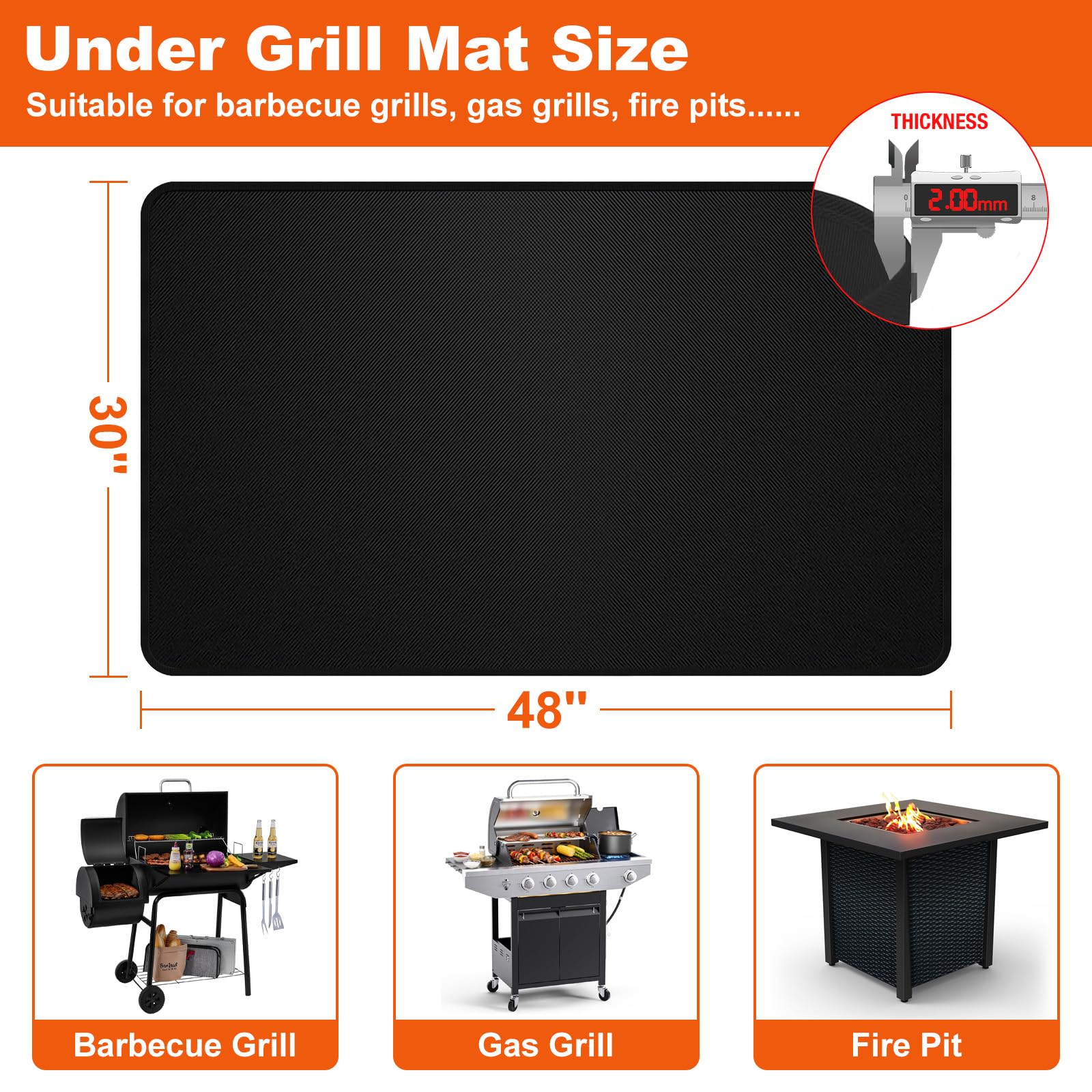 Qlazipse grill mat stitched edges stay flat and durable.