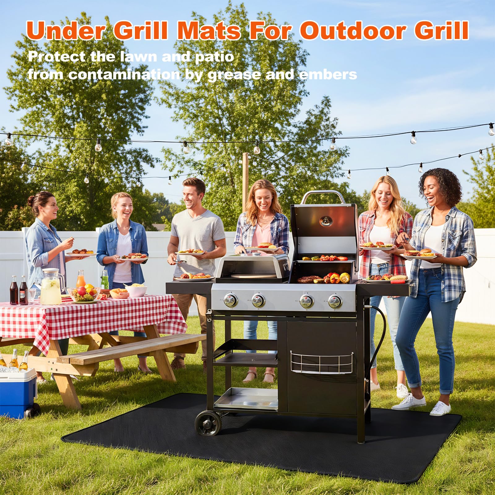 Qlazipse outdoor mat for grills fire pits and fireplaces.