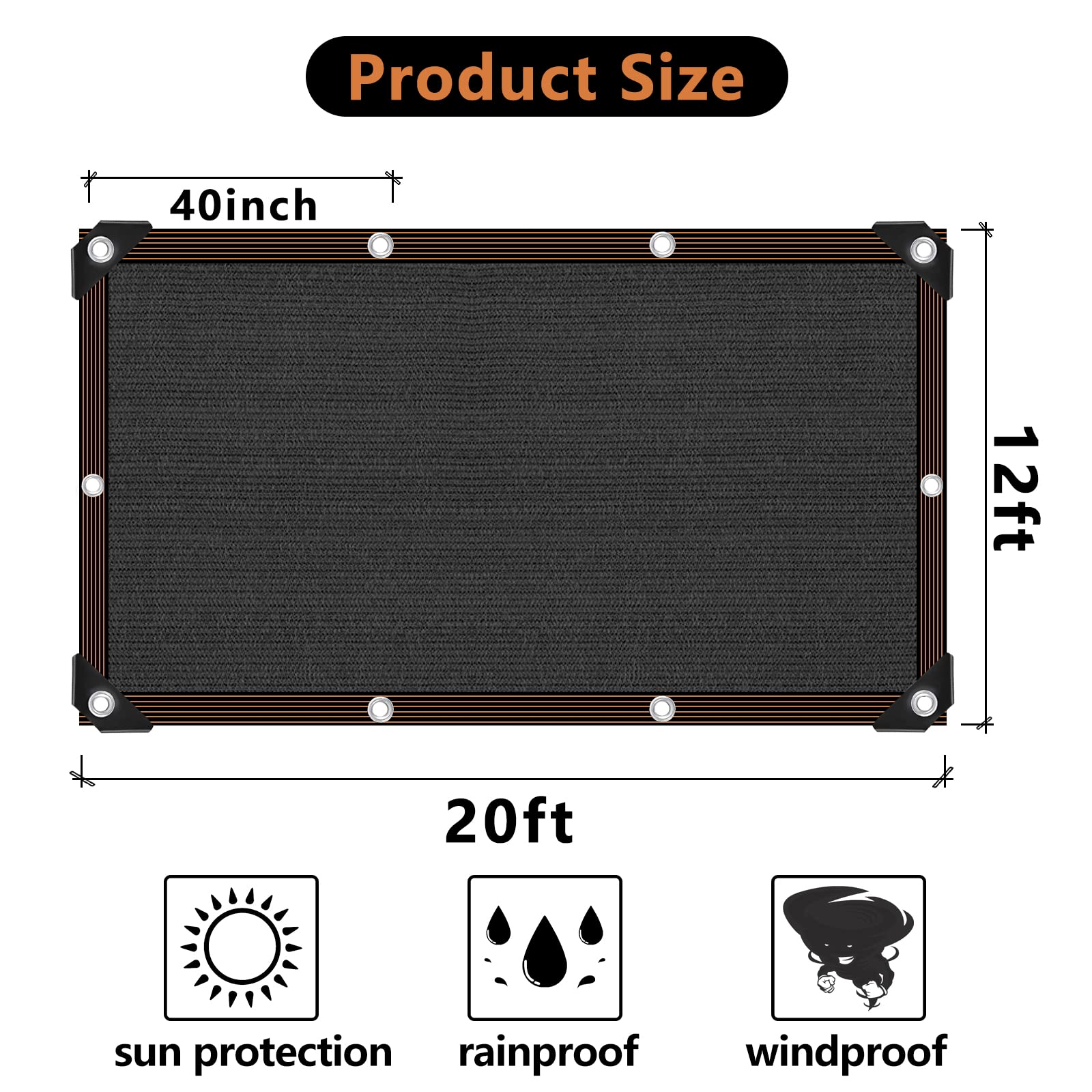 QLOFEI shade cloth with grommets along edges for easy hanging