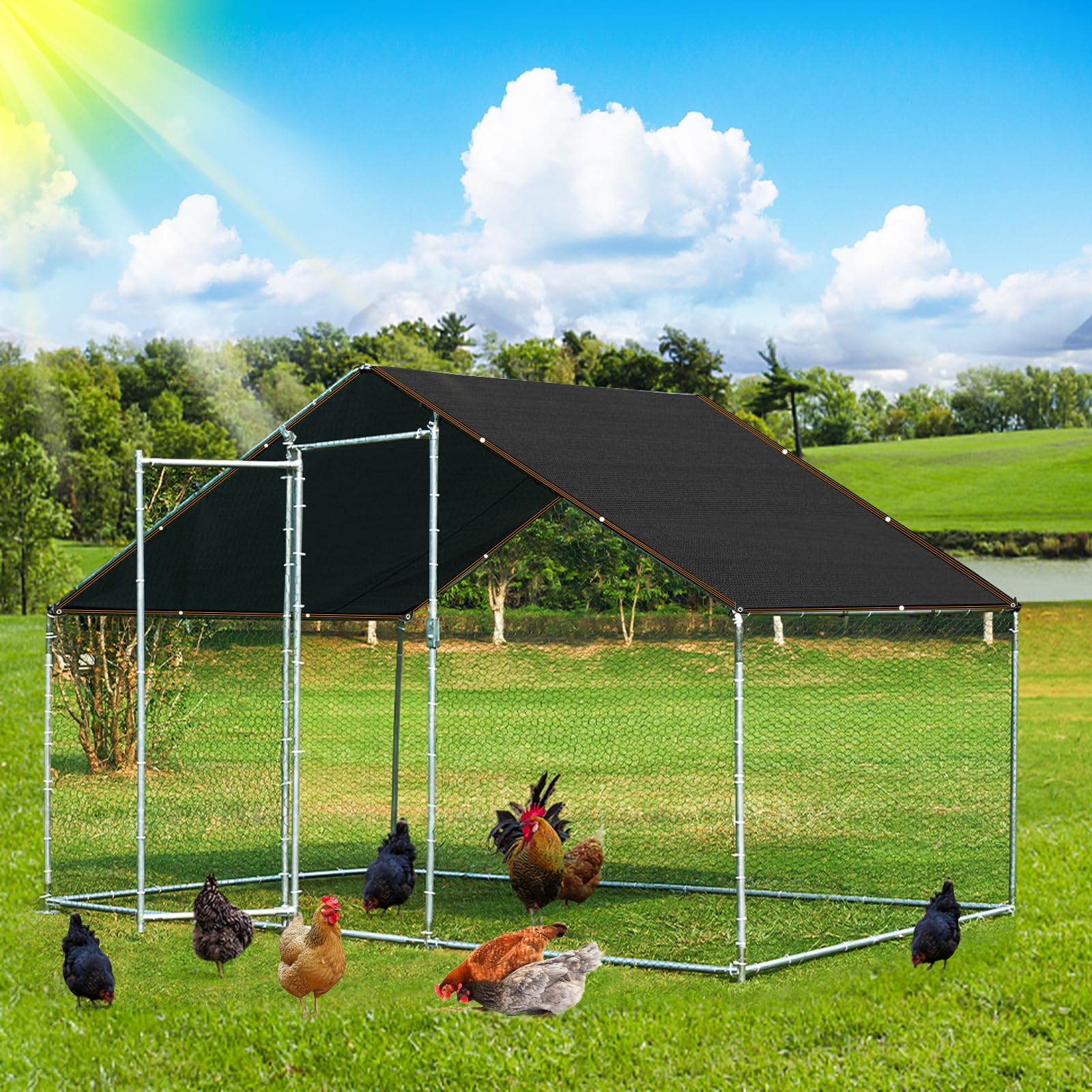 QLOFEI shade cloth creates a shaded patio area for outdoor comfort