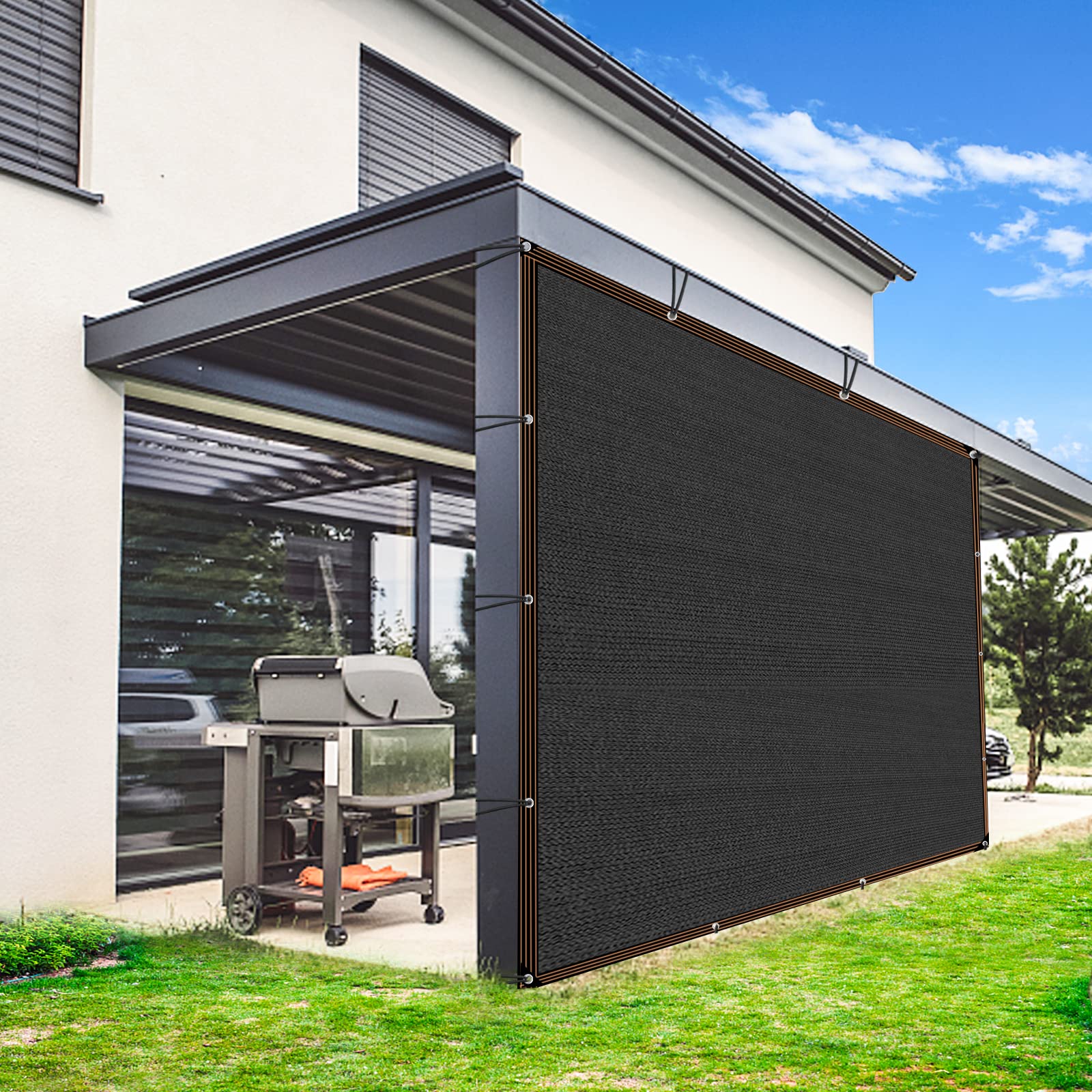 QLOFEI shade cloth for privacy windbreak blocks glare and drafts.