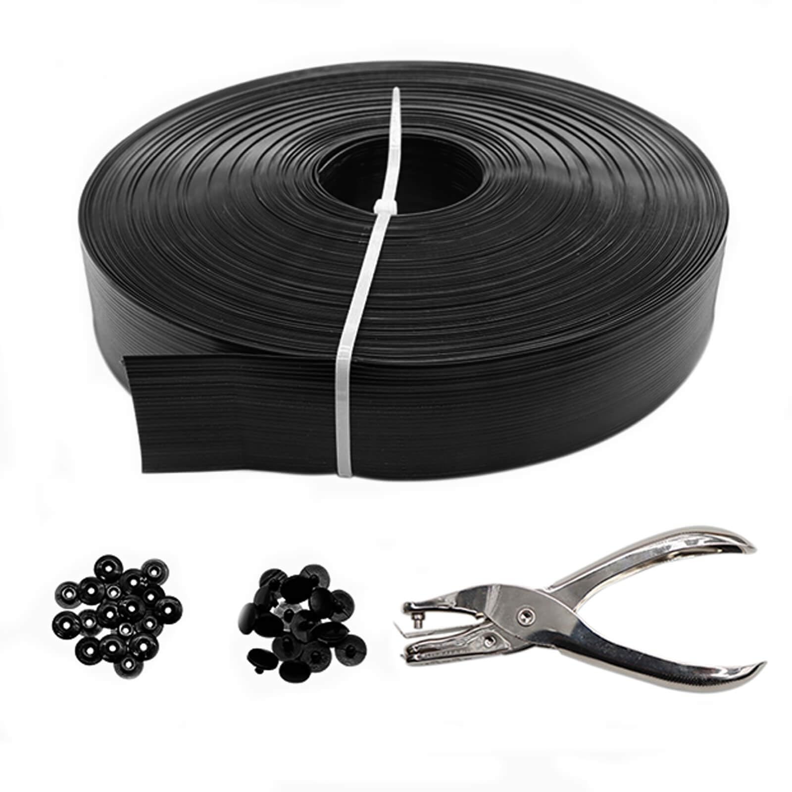 QLVILY chain-link fence tape roll in black for durable outdoor privacy.
