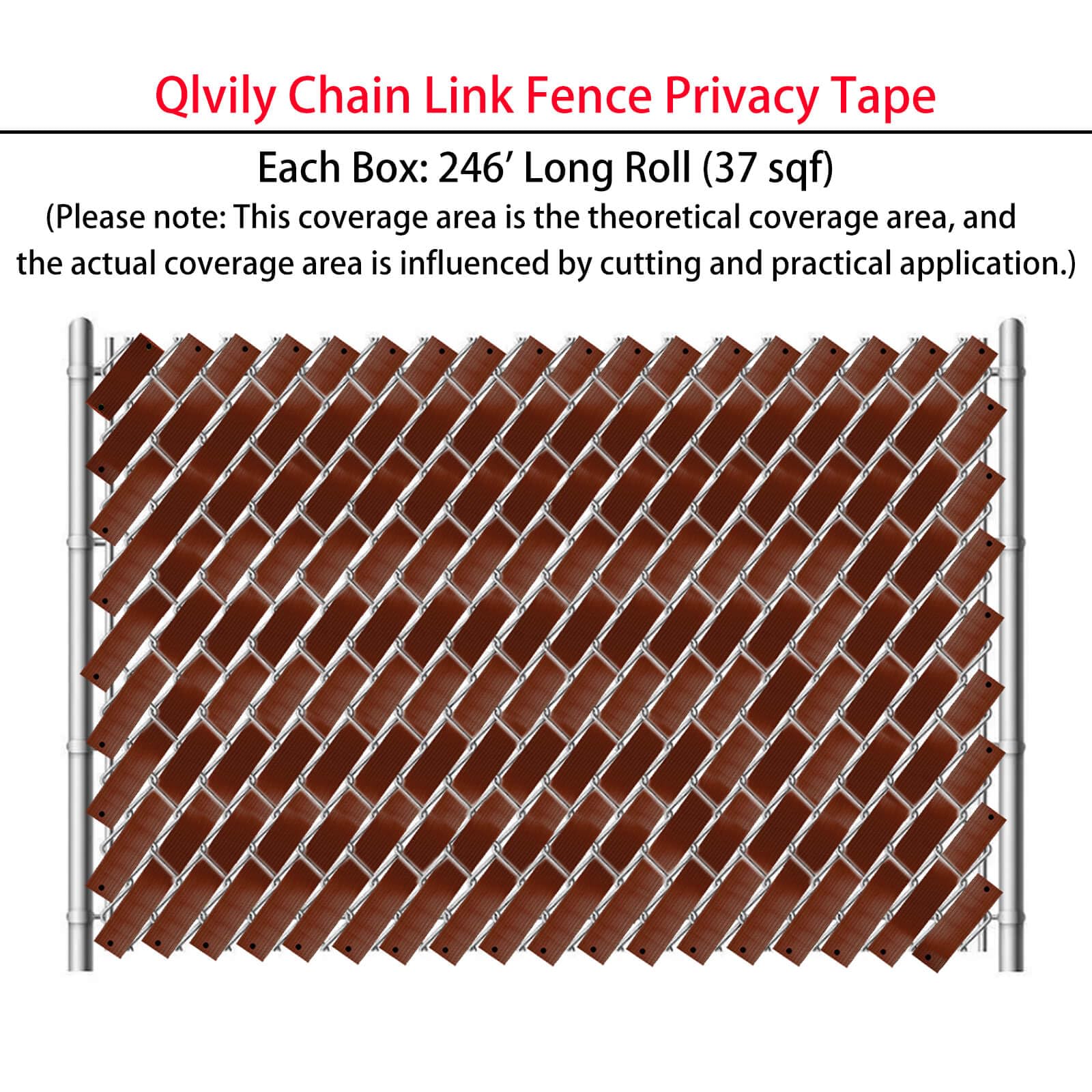 Qlvily fence tape in use on chain-link; quick installation without tools.