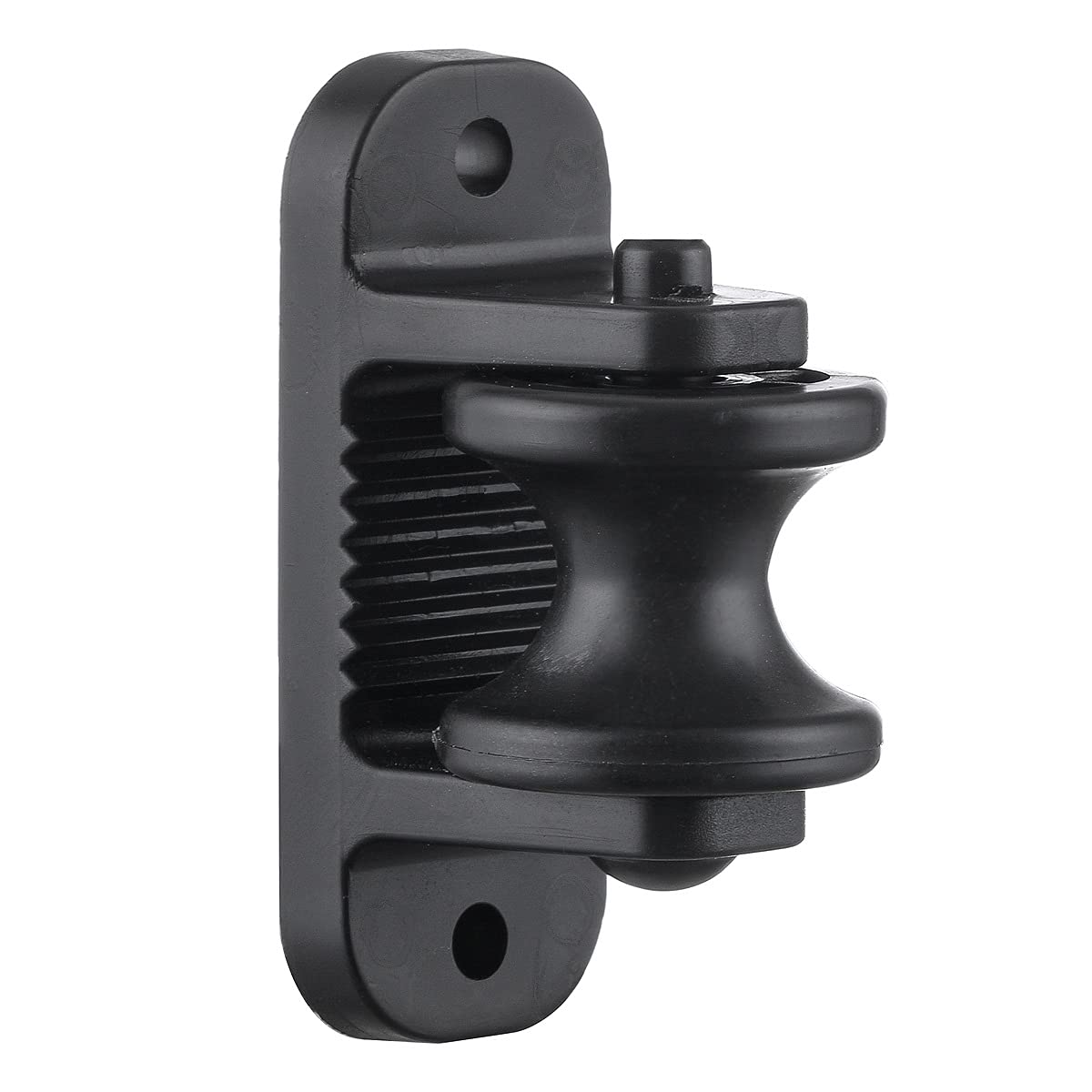 QMARK corner insulator on a wood post guiding wires.