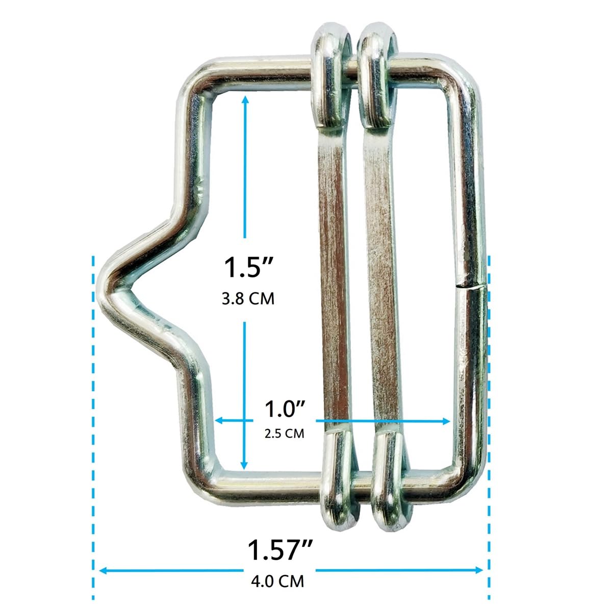 Q'mark poly tape buckle fit ensures secure polytape up to 1.6 inches