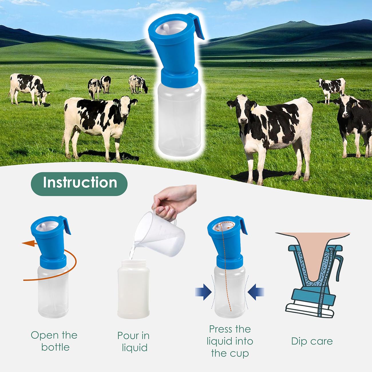 QMARK leak-free teat dip cup reduces spills during prep