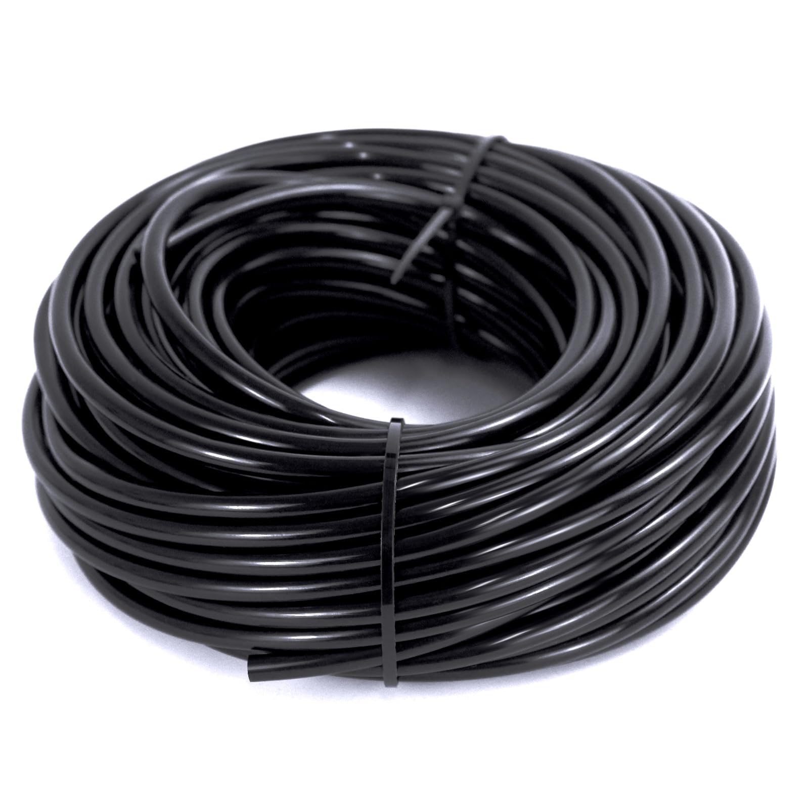 QMET 100ft 1/4 inch drip tubing for garden irrigation, flexible and easy to install.