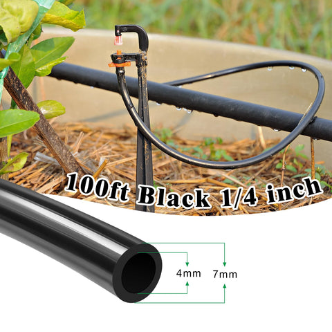 QMET main-line drip tubing links to a compact drip system for efficient watering.