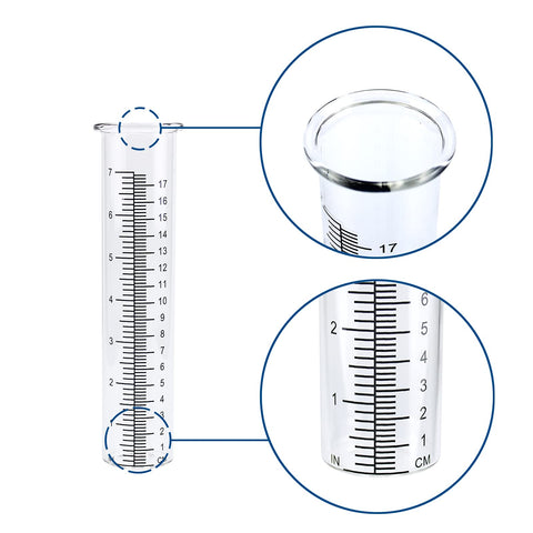 QMET 7-inch capacity tube ideal for precise garden rainfall monitoring outdoors.