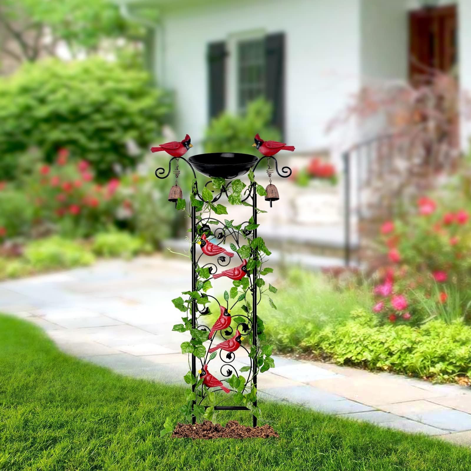 Compact 35-inch trellis fits small to medium garden spaces.