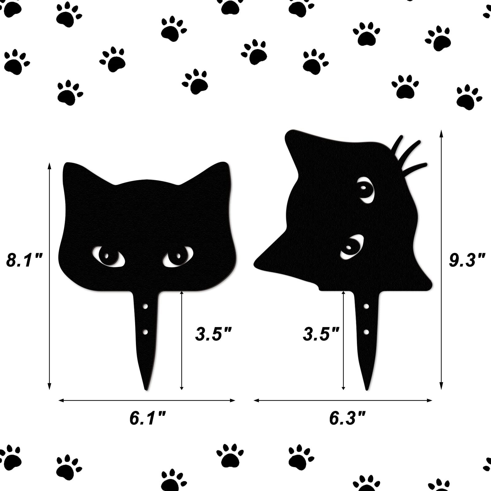 Qmetalart black cat decorations ideal for patios and flower pots.