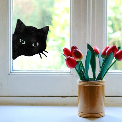 Qmetalart black cat decorations ground spike install for easy placement.