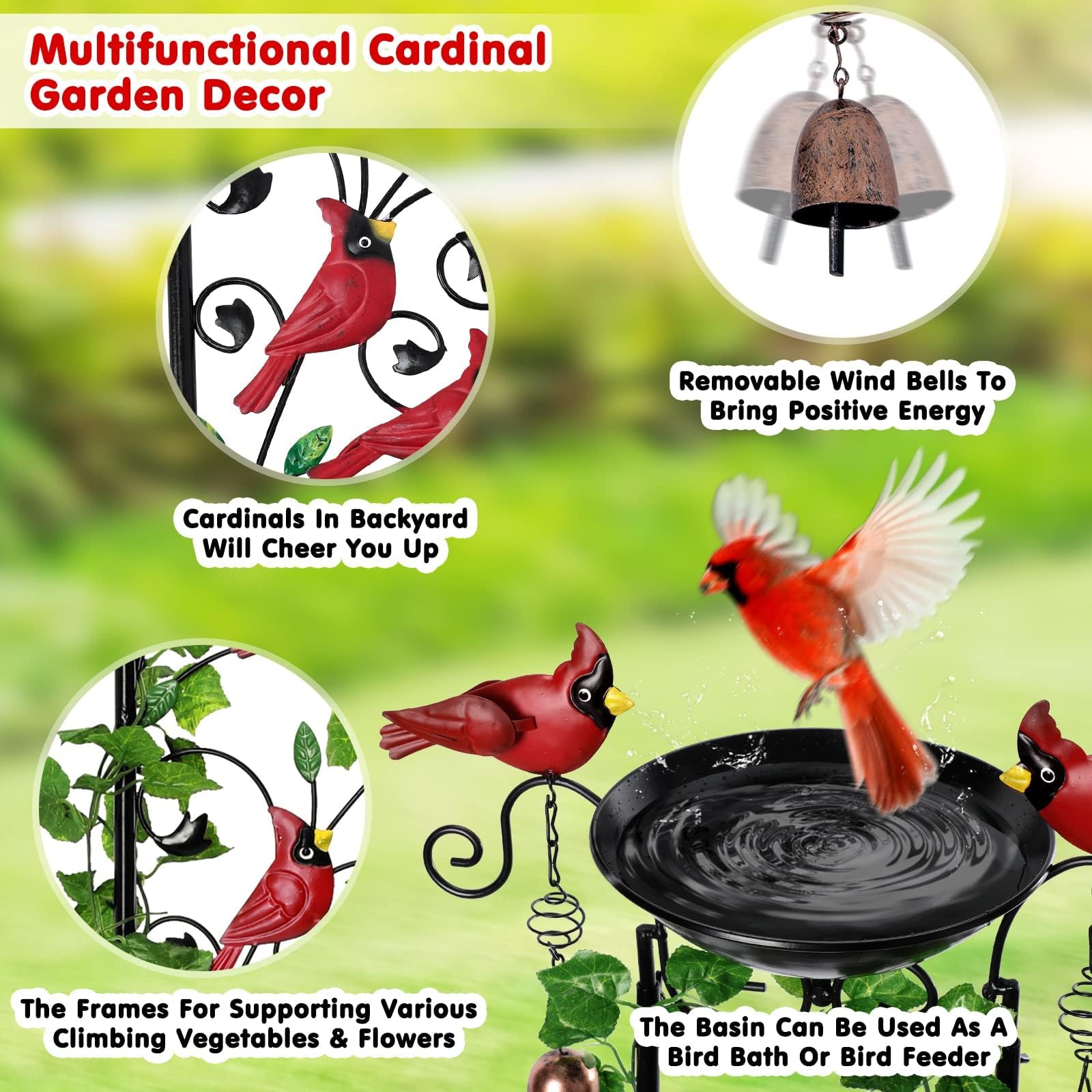 Qmetalart bird feeder top bowl invites birds to linger and feed.