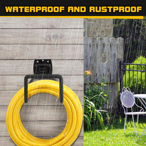 QMSK outdoor hose storage solution neatly organizes cords and hoses in any yard.