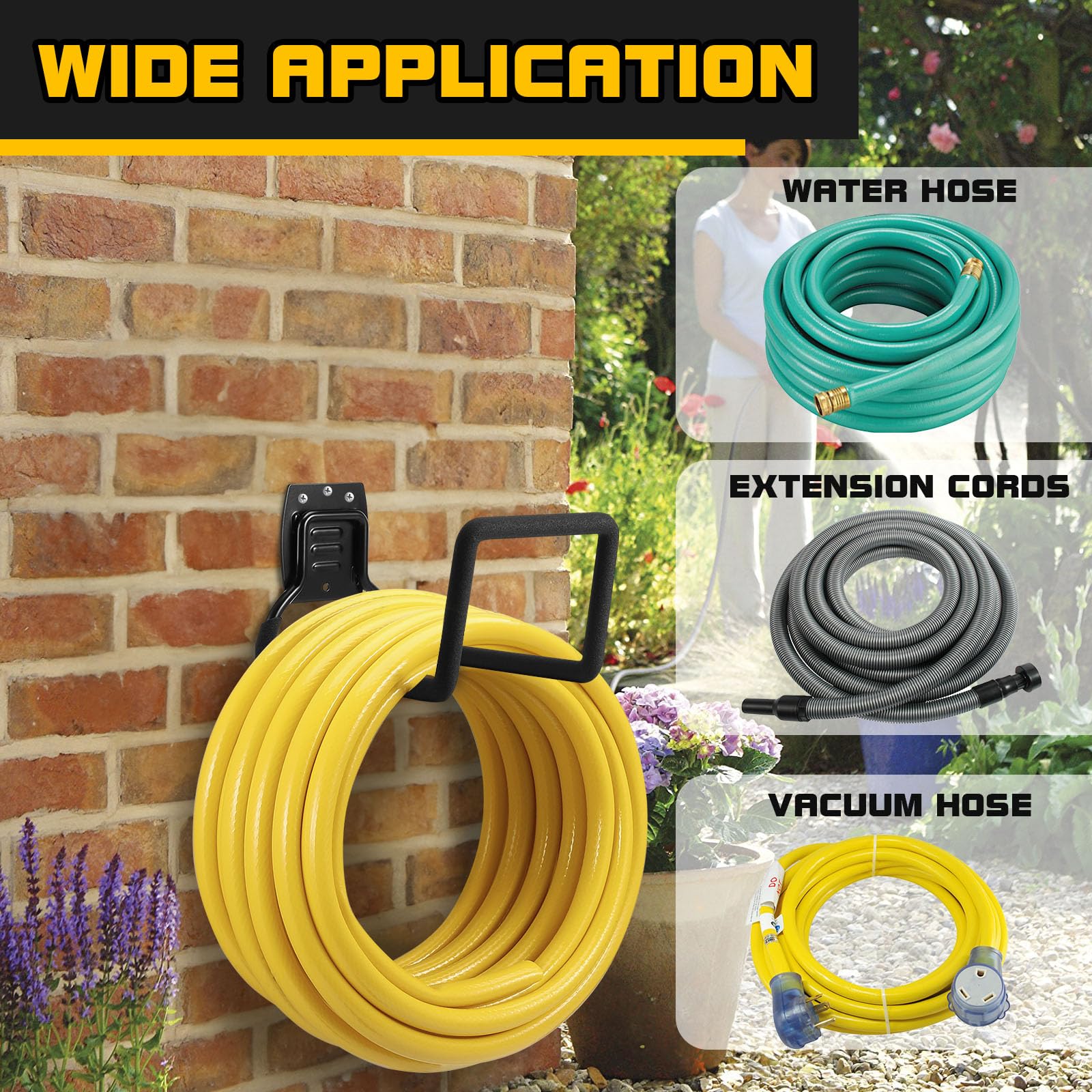 QMSK wall-mounted hose rack durable design saves space and makes access easy.