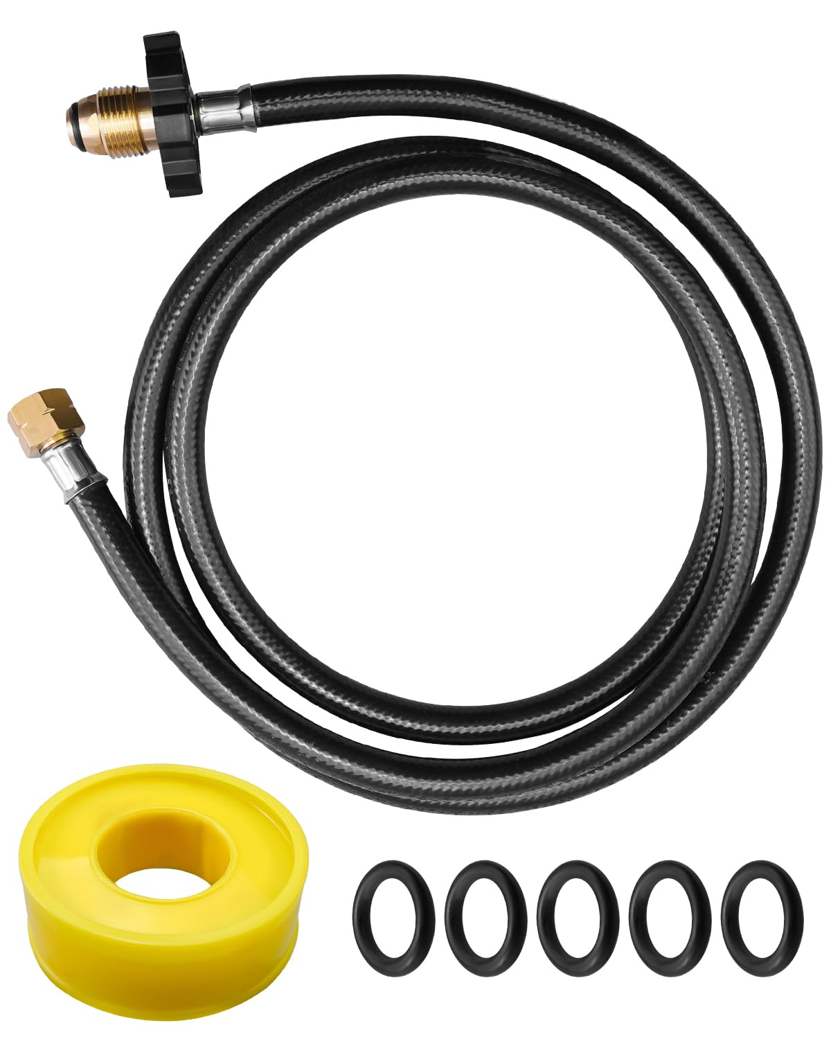 Qnbes 6ft propane torch hose with left-hand thread for stable garden use.