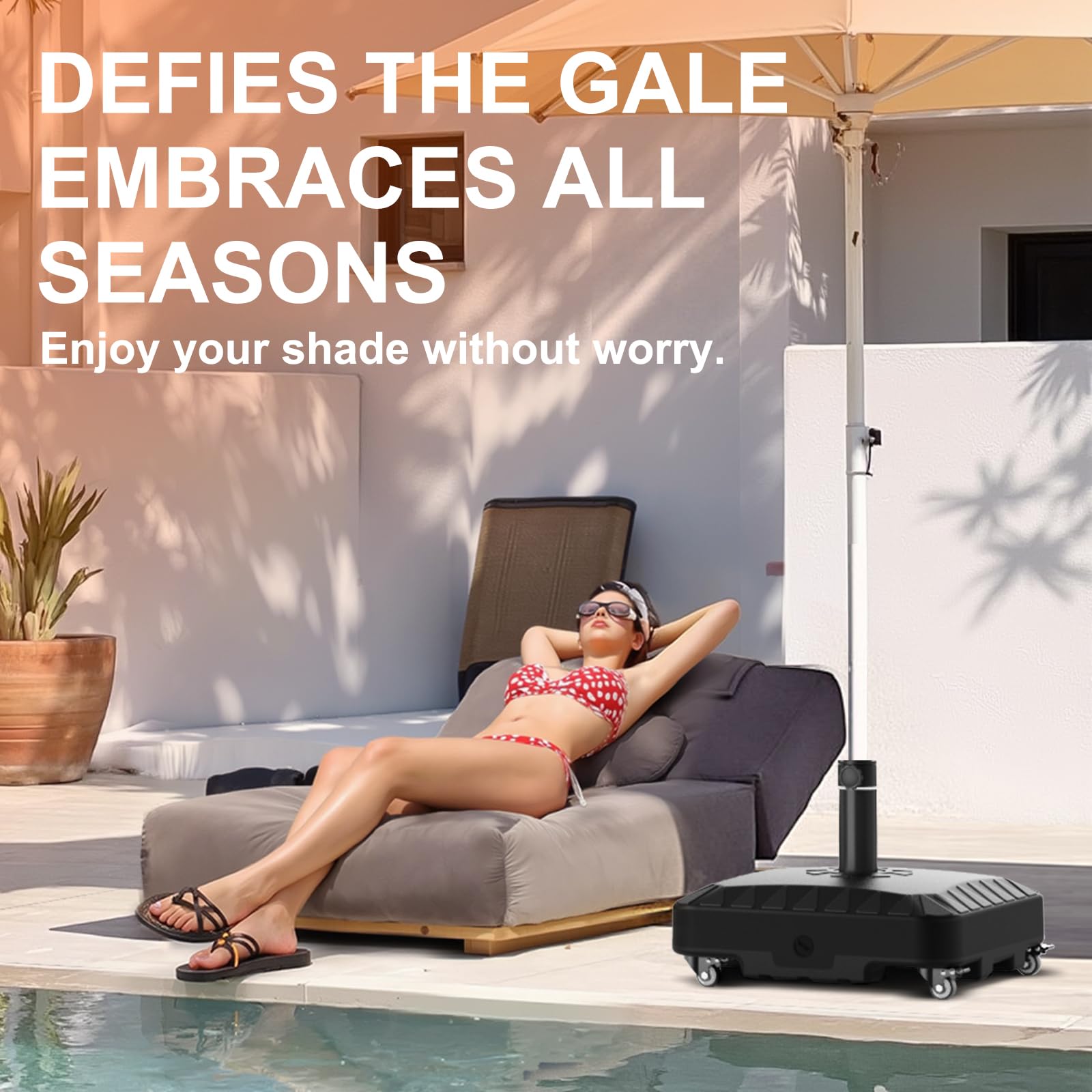 QNCZ heavy-duty base offering 120lbs stability against gusts.