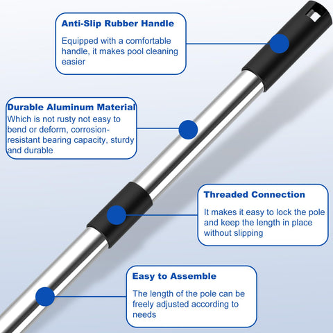 QNFANN pool pole universal end fits most accessories for nets, brushes, vacuums.