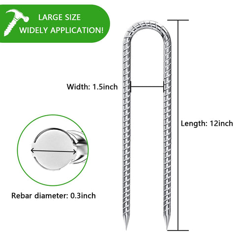 QNLONG U-shaped ground stakes offer quick insertion and strong hold.