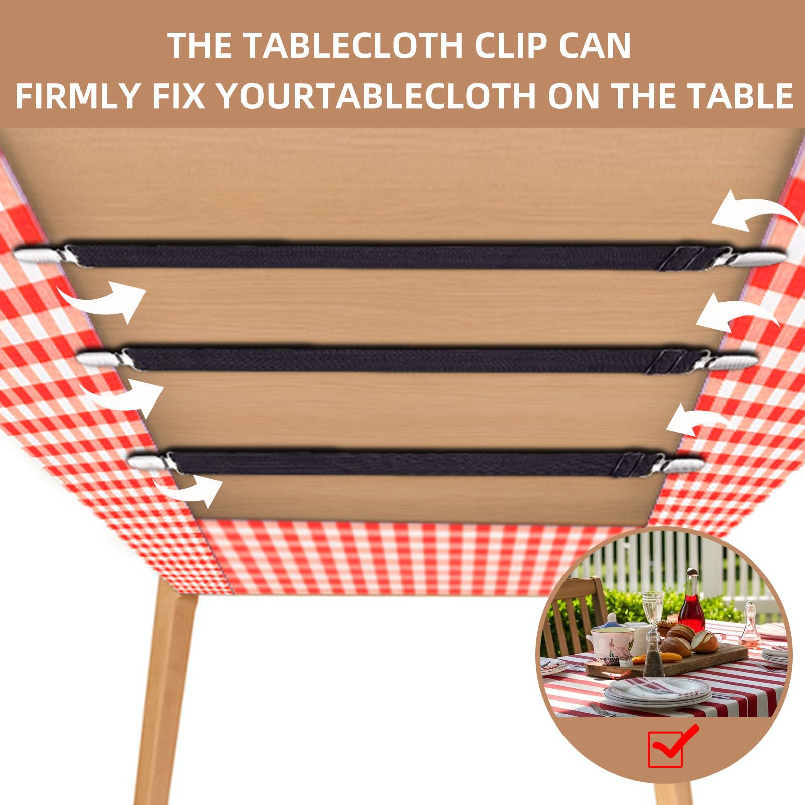 QoeCycth elastic adjustable tablecloth clip fits different tables