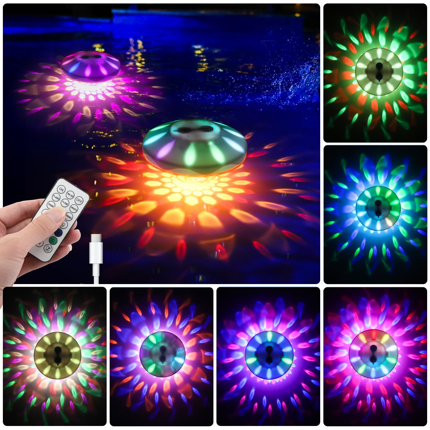 QOLNBY IP68 floating pool light for durable outdoor use