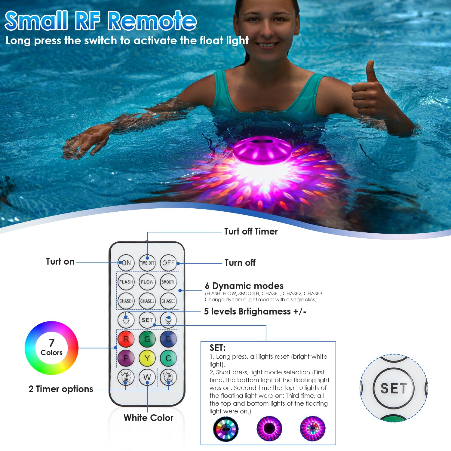 QOLNBY submersible pool light with integrated seal