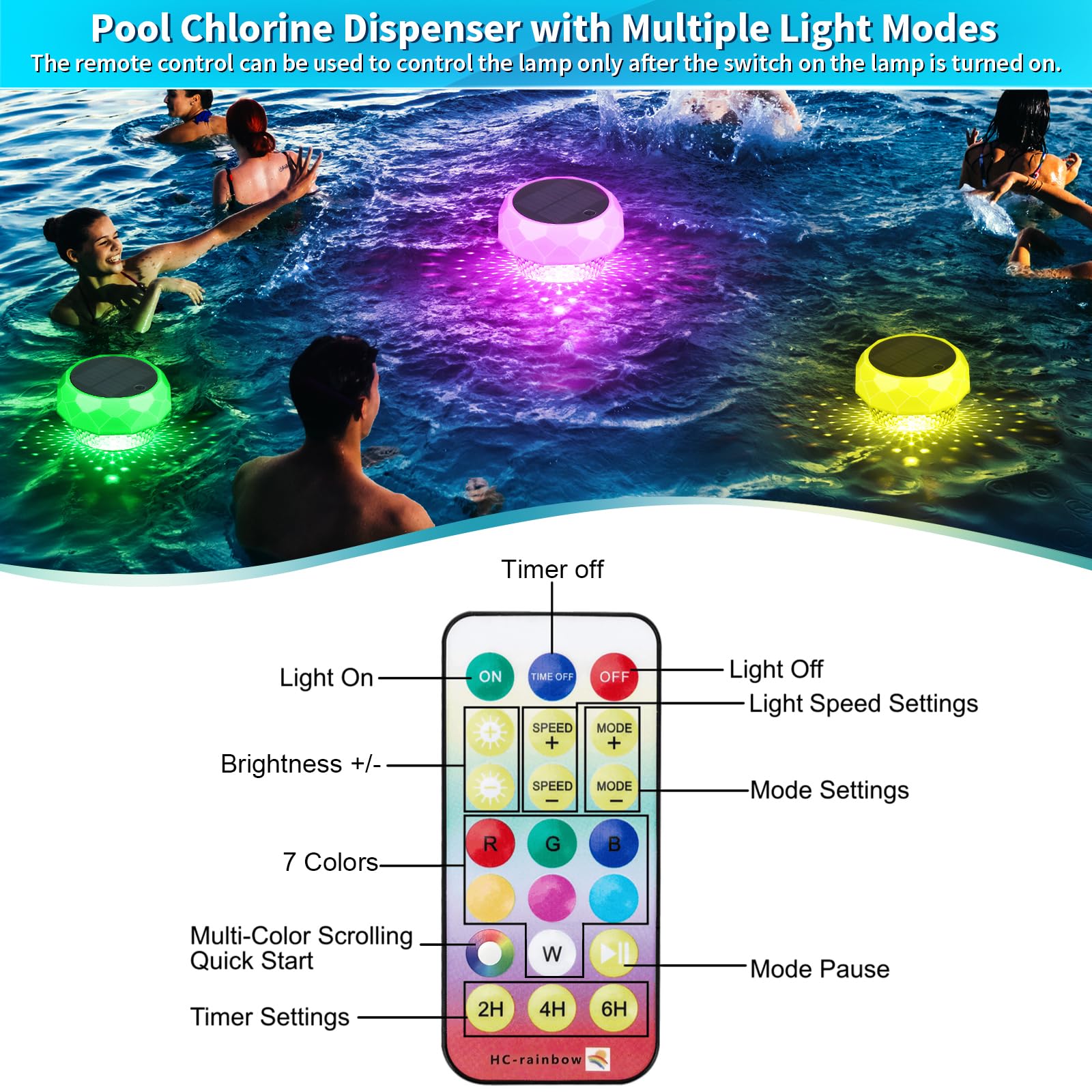 Qoolife floating chlorine container with adjustable release in the water