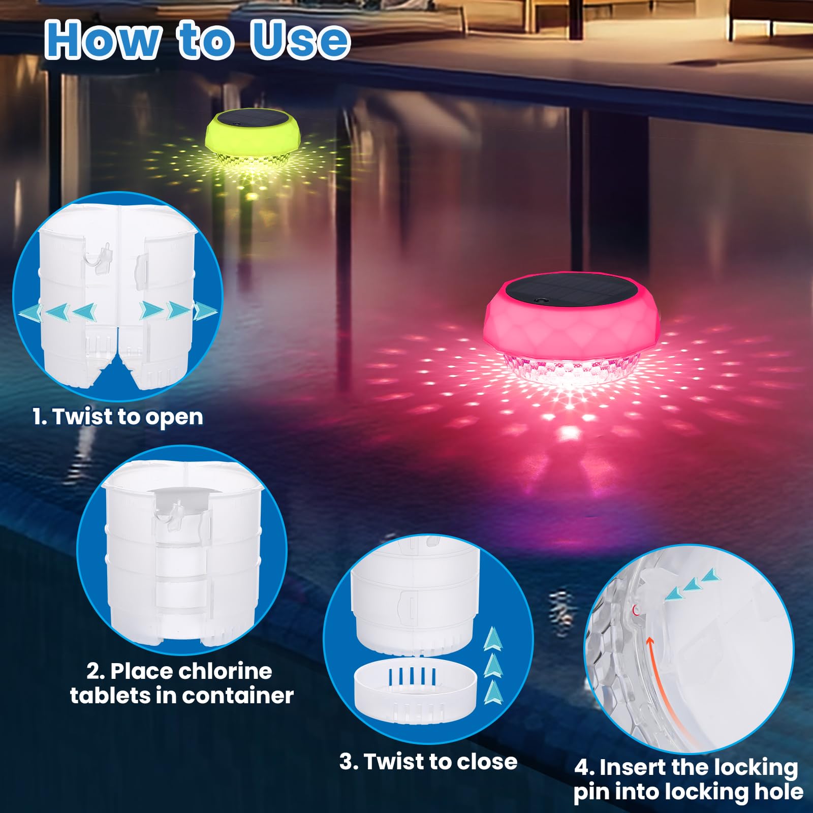 Qoolife IP68 waterproof chlorine floater designed for year-round pool use