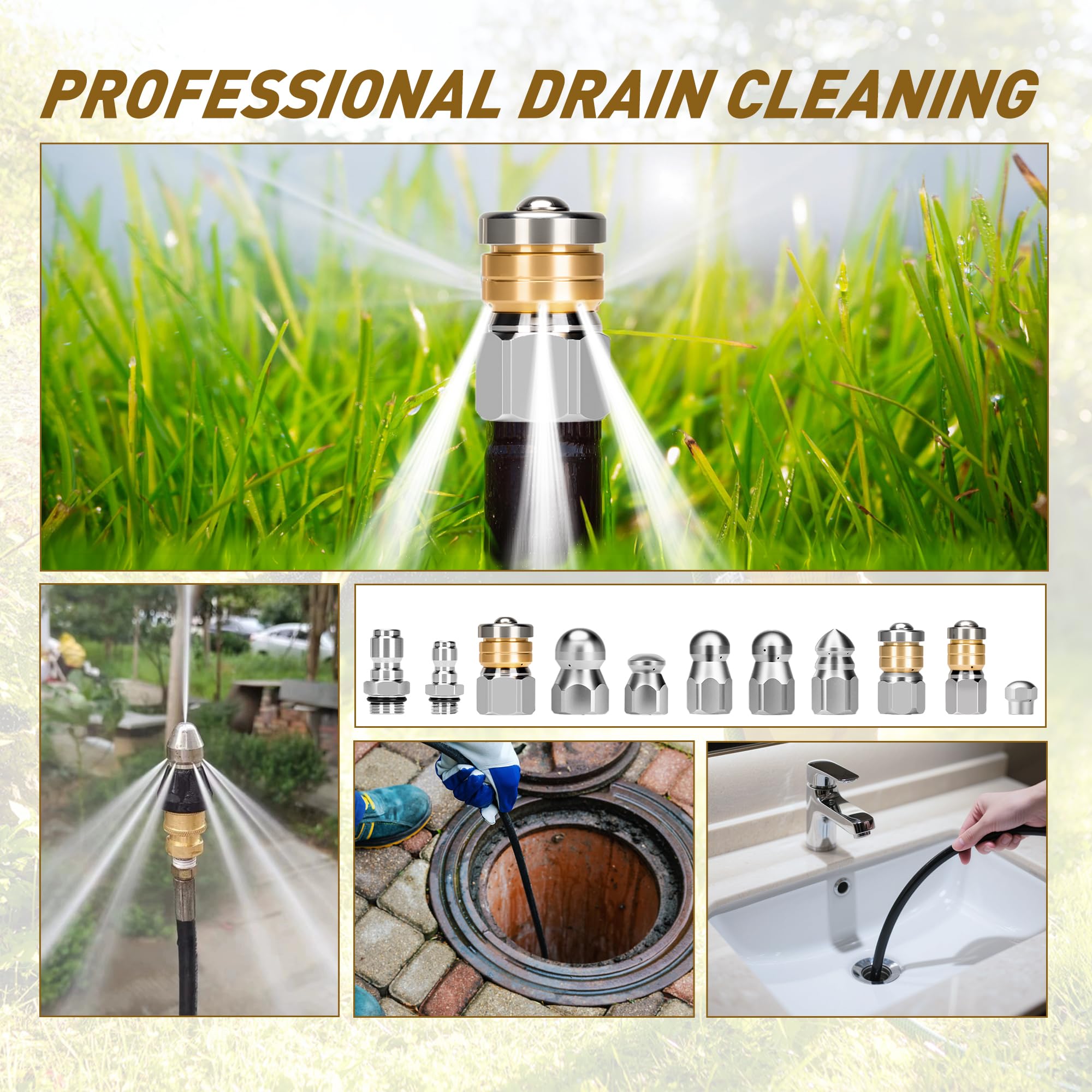 Qoroos pressure-washer compatibility image highlights broad indoor and outdoor use.