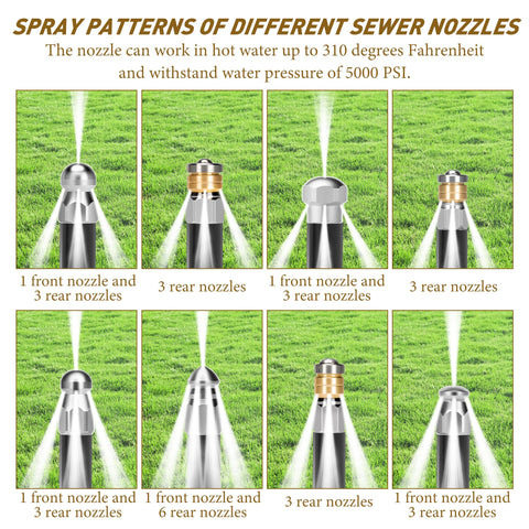 Qoroos sewer jetter kit withstands up to 5000 PSI during cleaning