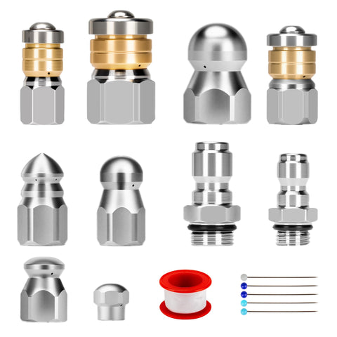 Qoroos sewer jetter nozzle kit full set for rapid drain cleaning with high pressure