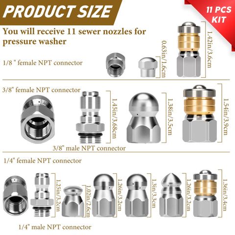 Qoroos stainless steel nozzle heads offer durable corrosion resistance for frequent use.