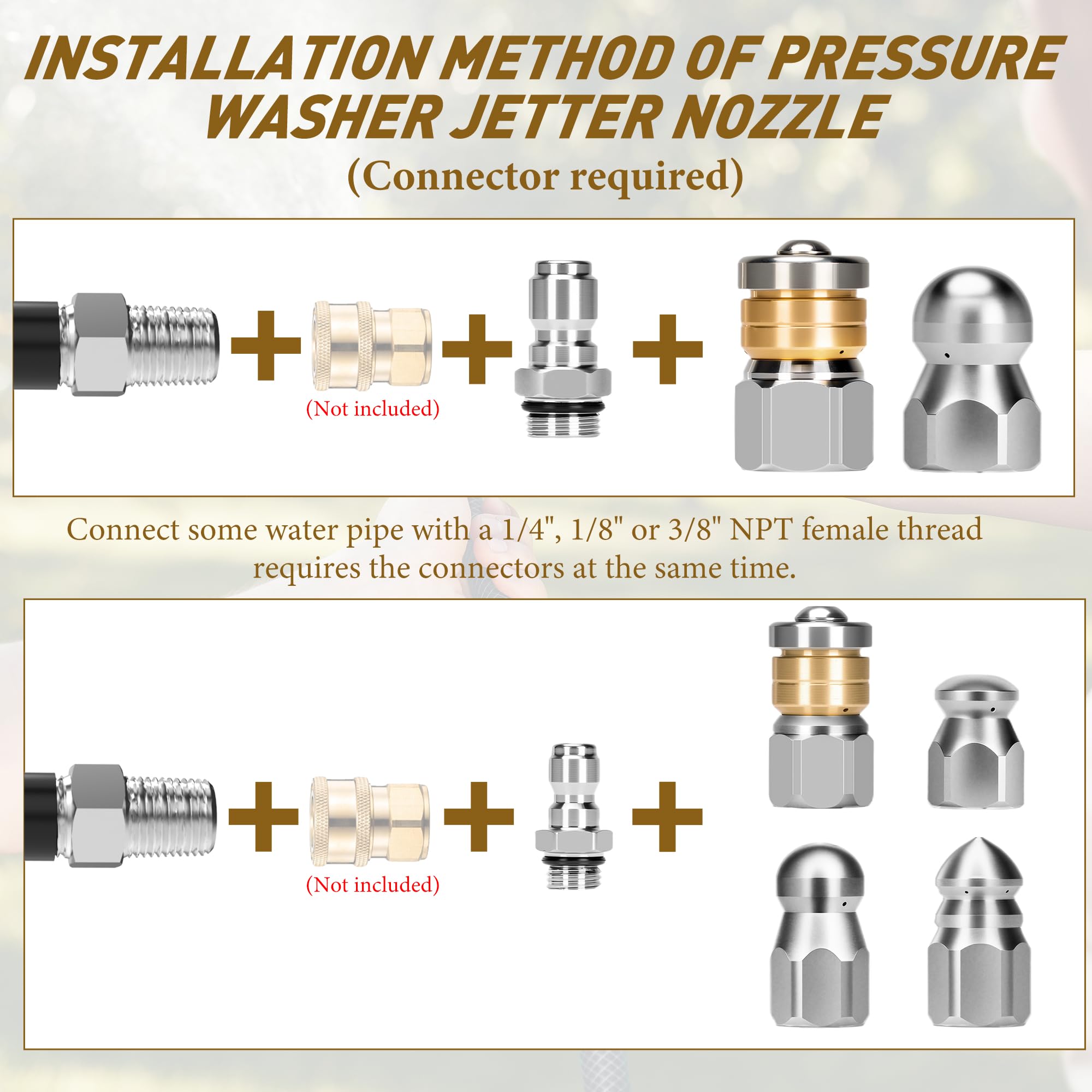 Qoroos 1/4 inch NPT quick connector included for easy attachment