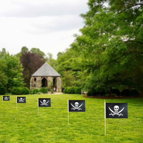 QQSD pirate banner mini flags endure UV and water exposure.