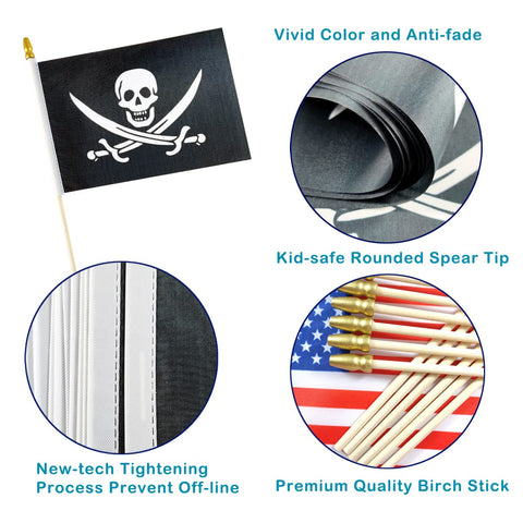 QQSD Pirate flag close-up shows gold spear tip detail.