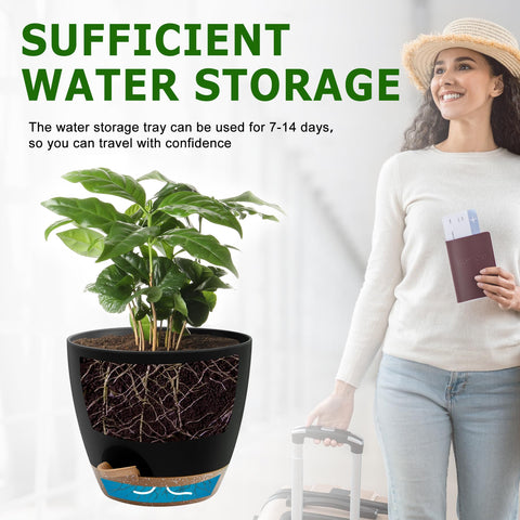 QRRICA durable recyclable plastic planter with matte black finish