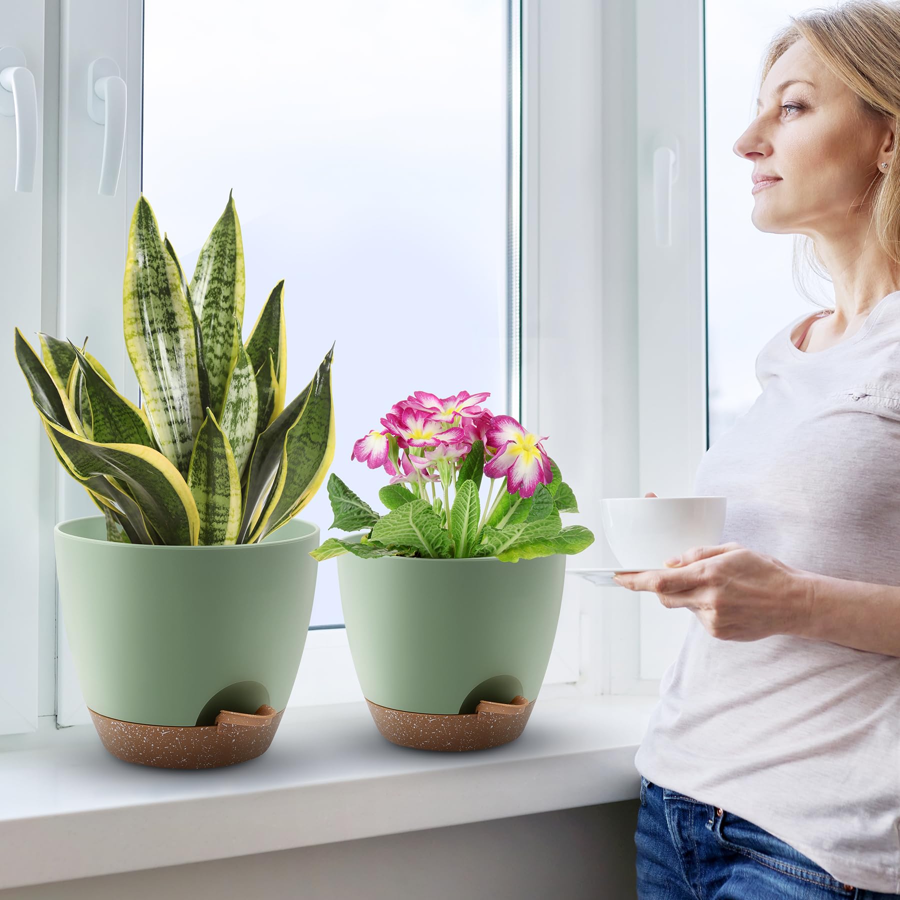 QRRICA green matte finish planters brighten indoor spaces